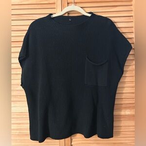Black Knit Sweater with Pocket